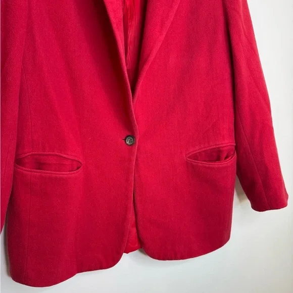 J. Crew vintage wool cashmere Vibrant oversized Red Women's Blazer size 10 - Picture 4 of 10